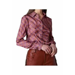 Camasa din satin cu model monogram - imagine