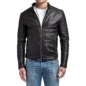 Jacheta din piele cu buzunare laterale - imagine