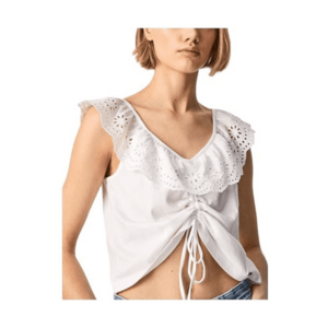 Bluza crop cu volane Buffi din bumbac - imagine