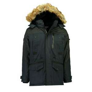 Geaca parka cu buzunare multiple si garnitura din blana artificiala - imagine