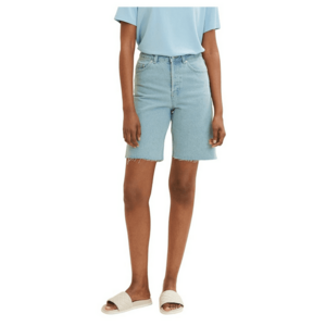 Bermude din denim cu terminatie nefinisata - imagine