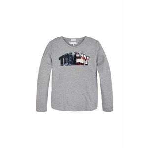 Bluza din bumbac organic cu clapa cu logo si paiete imagine