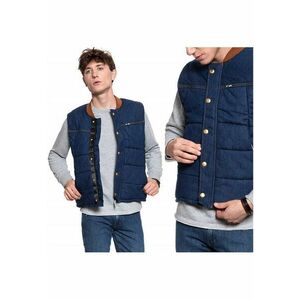 Vesta Fara Maneci - Vesta Infasurata - Croiala Normala - Inchidere: Capse - Compozitie Material: 100% Bumbac - Numar De Buzunare: 3 - Albastru imagine