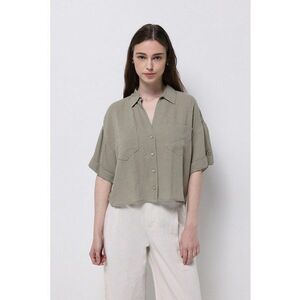 Camasa lejera din amestec de in cu buzunare pe piept imagine