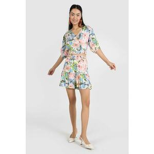 Fusta mini stratificata cu model floral imagine