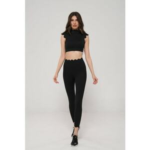 Tricou crop cu decupaj pe spate si colanti - 2 piese imagine