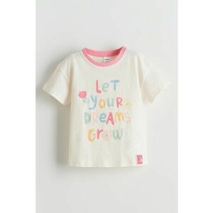 Tricou cu decolteu la baza gatului si imprimeu text imagine