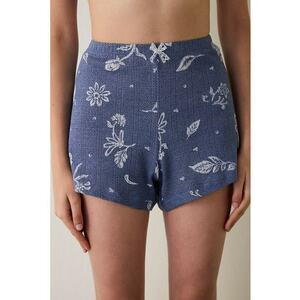 Pijama cu pantaloni scurti - talie inalta si model floral imagine