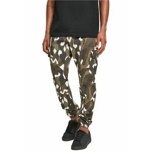 Pantaloni cargo cu model camuflaj si geometric imagine