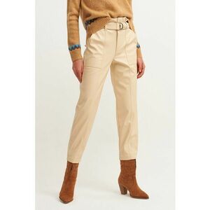 Pantaloni crop de piele ecologica cu cordon in talie imagine