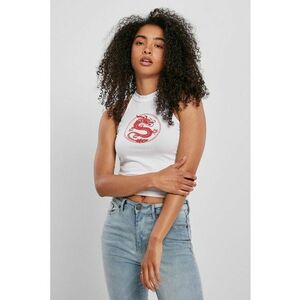 Top crop cu imprimeu grafic - Alb - imagine