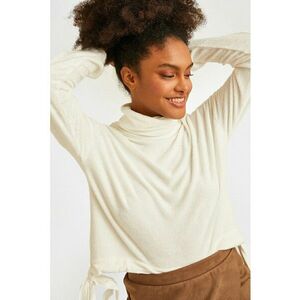 Pulover lejer cu guler inalt si snur de ajustare in talie imagine