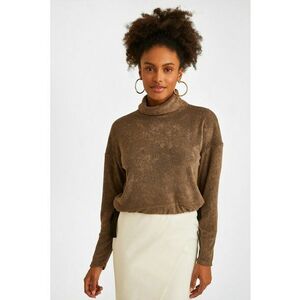 Pulover lejer cu guler inalt si snur de ajustare in talie imagine