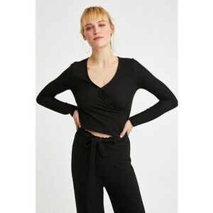 Bluza crop cu maneci lungi si decolteu in V imagine