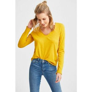 Bluza de bumbac cu decolteu in V imagine