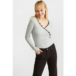 Bluza slim fit striata cu detalii de dantela imagine