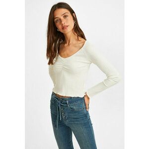 Pulover crop tricotat fin imagine