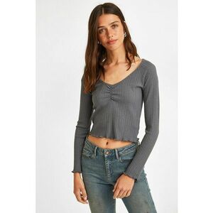 Pulover crop tricotat fin imagine