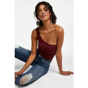 Top crop cu decolteu pe un umar imagine