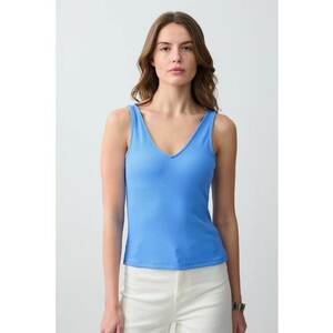 Top slim fit cu decolteu in V imagine