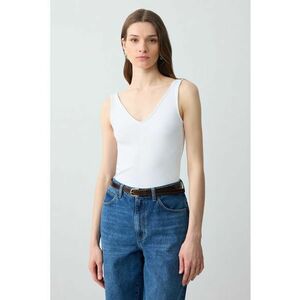 Top slim fit cu decolteu in V imagine