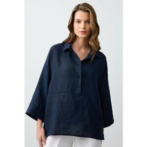 Bluza supradimensionata de in cu maneci 3/4 imagine