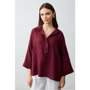 Bluza supradimensionata de in cu maneci 3/4 imagine