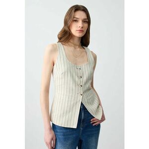 Vesta din amestec de in cu dungi imagine