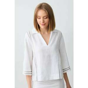 Bluza din in cu detalii contrastante imagine