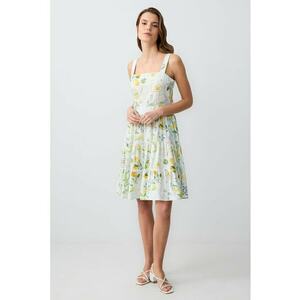 Rochie midi evazata din amestec de in imagine