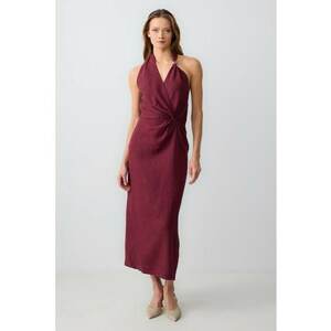 Rochie halter din in cu croiala slim-fit imagine