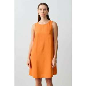 Rochie mini din amestec de in cu decolteu rotund imagine