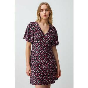 Rochie mini cu croiala in A si model floral imagine