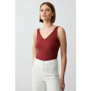 Top slim fit cu decolteu in V imagine