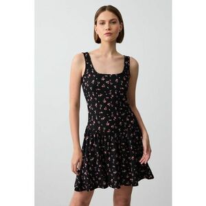 Rochie midi cu model floral si decolteu patrat imagine