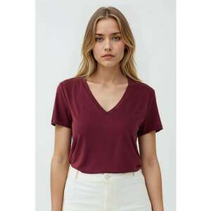 Tricou din amestec de modal cu decolteu in V imagine