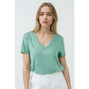 Tricou din amestec de modal cu decolteu in V imagine