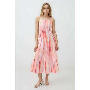 Rochie din amestec de in cu model abstract imagine