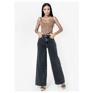 Blugi negri dama wide leg YY300-7 M10 17949 imagine