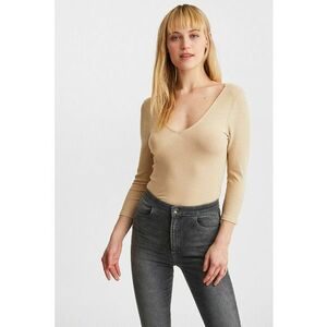 Bluza striata tricotata cu decolteu in V imagine