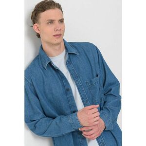 Camasa din denim cu buzunar pe piept imagine