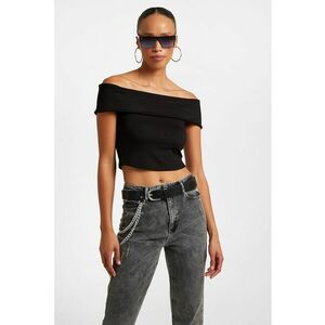 Tricou crop cu decolteu pe umeri imagine