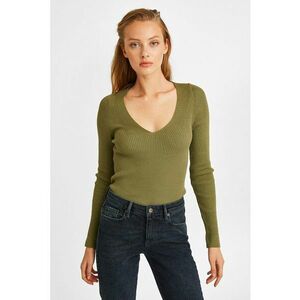 Pulover tricotat din amestec de modal cu decolteu in V imagine