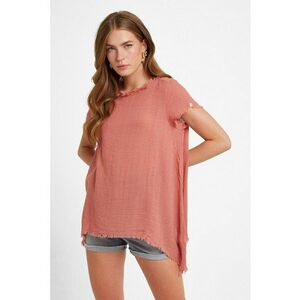 Bluza cu maneci scurte - terminatie franjurata si decolteu imagine