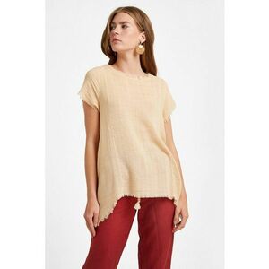 Bluza cu maneci scurte - terminatie franjurata si decolteu imagine