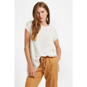 Bluza cu maneci scurte - terminatie franjurata si decolteu imagine