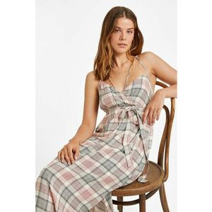 Rochie cu model in carouri si slituri laterale imagine