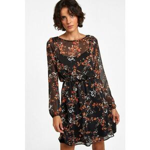 Rochie mini cu model floral si maneci semitransparente imagine