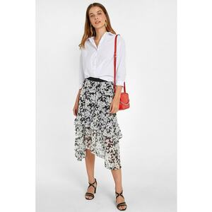 Fusta midi asimetrica cu model imagine