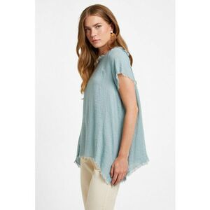 Bluza cu maneci scurte - terminatie franjurata si decolteu imagine